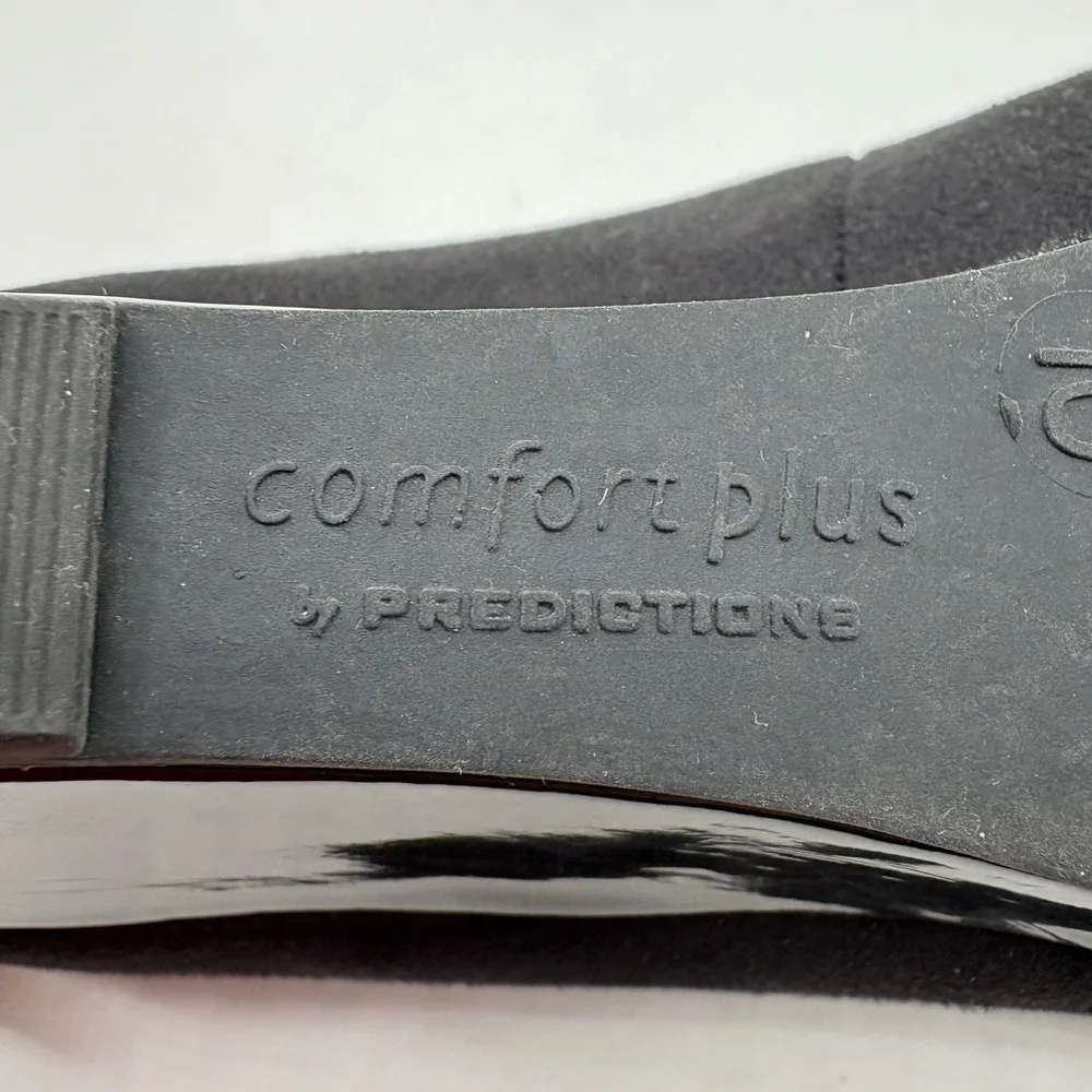 Comfort Plus by‎ Predictions Black Peep Toe Wedge Heels Size 10